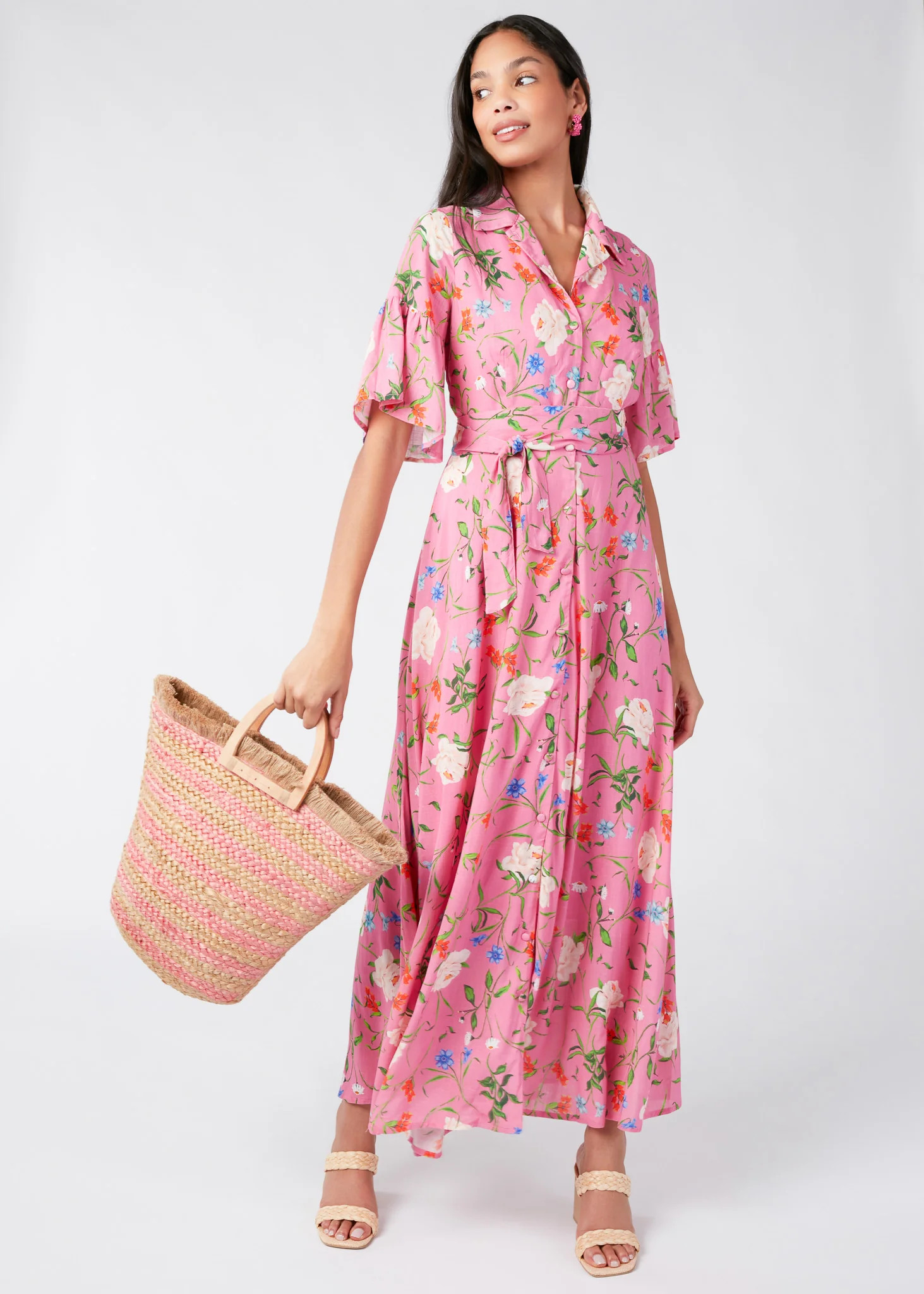 Charlotte Gown Tossed Floral Pink | Abbey Glass