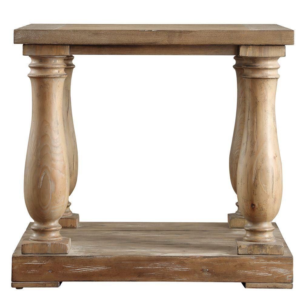 Malvern Hill Distressed Pine End Table | The Home Depot