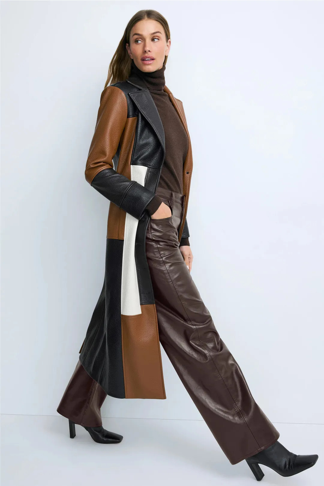 Patchwork Faux Leather Coat | Rent the Runway