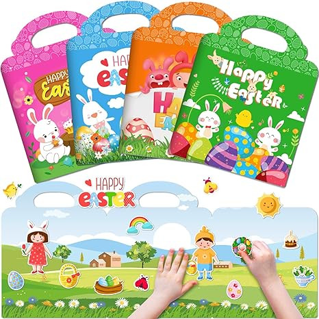 4 Sets Easter Reusable Sticker Books for Kids 2-4, Activities Books for Toddlers 1-3, Arts and Cr... | Amazon (US)