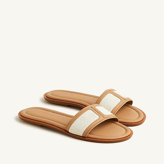 Slide sandals in canvas and leather | J.Crew US