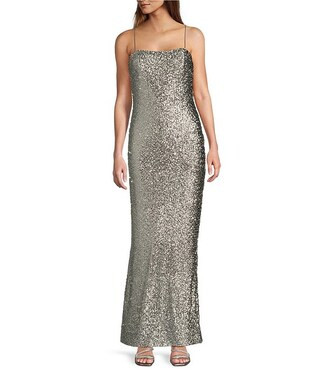 Antonio Melani Reese Sequin Square Neck Sleveless Maxi A-Line Dress | Dillard's | Dillard's