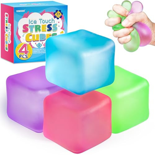 4 Pack Stress Cube, Slow Rising Ice Cube Stress Balls for Adults Kids, Sensory Fidget Toy for Anxiety Relief, Square Shape Squishy Balls for Classroom Prizes, Nice Cube Squishy for Party Favors | Amazon (US)