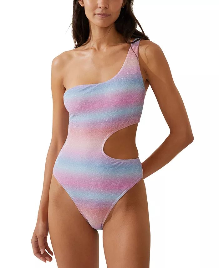 COTTON ON Women's Glitter Ombre Cutout One-Shoulder One-Piece Swimsuit - Macy's | Macy's