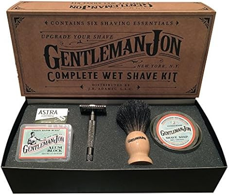 Gentleman Jon Complete Wet Shave Kit | Includes 6 Items: One Safety Razor, One Badger Hair Brush,... | Amazon (US)