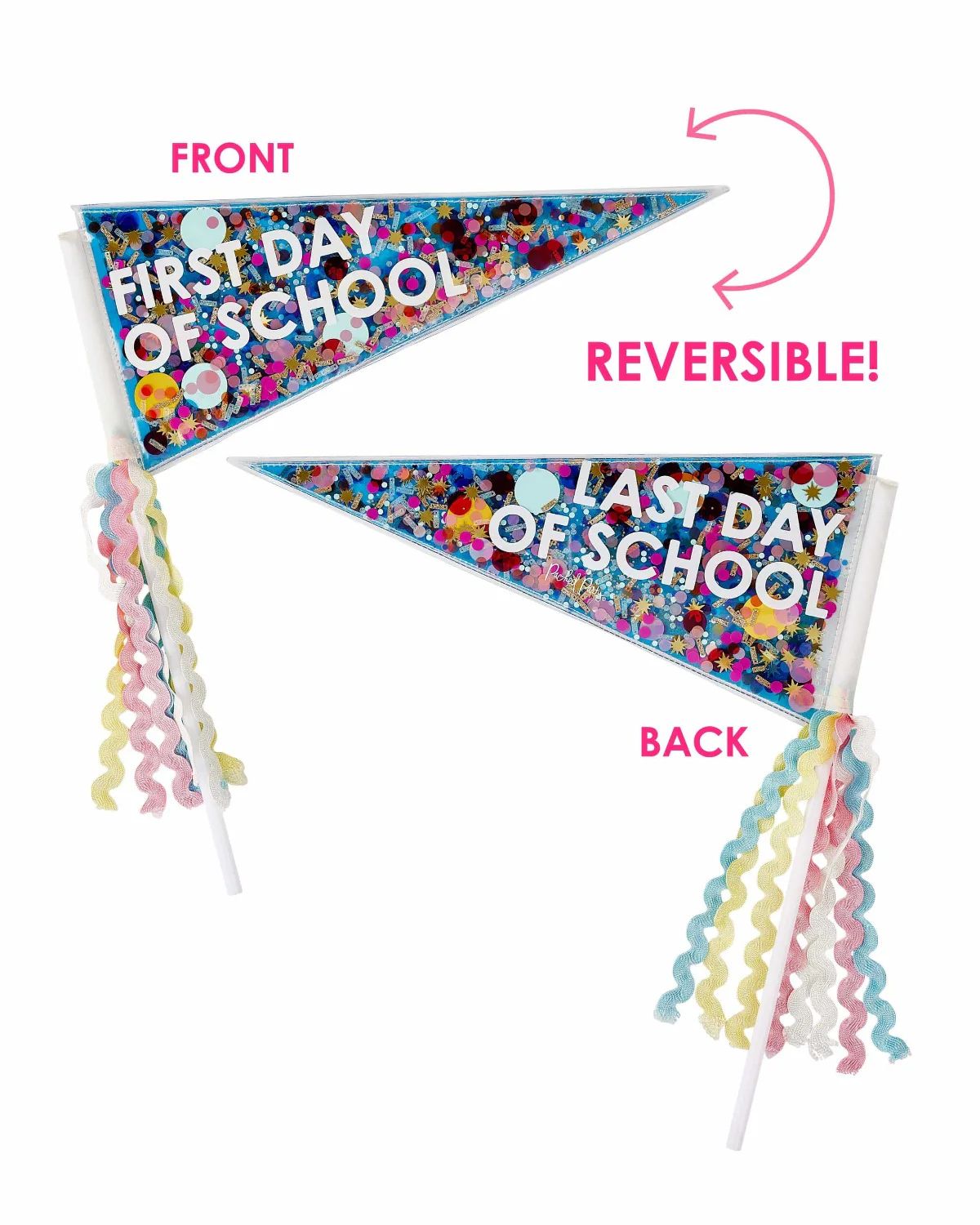 Back to School Two-Sided Confetti Pennant | Packed Party