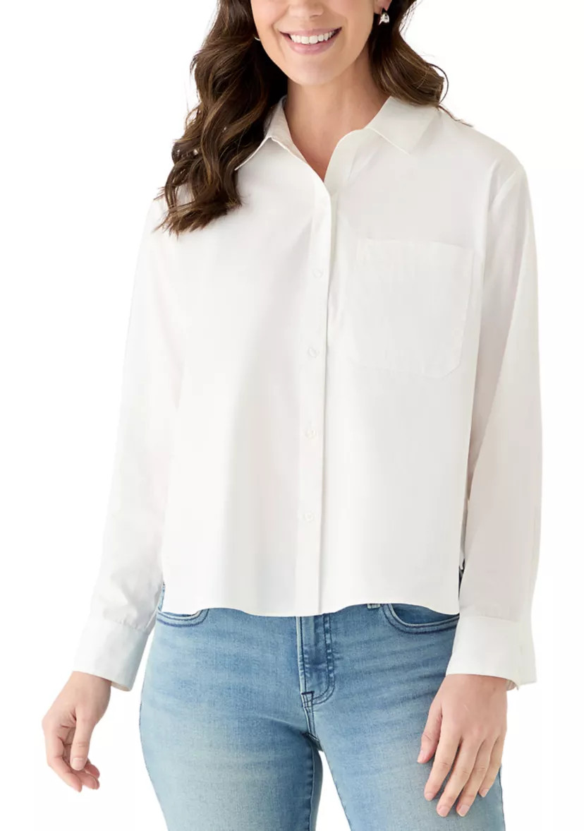 Women's Long Sleeve Poplin Button Up Shirt | Belk