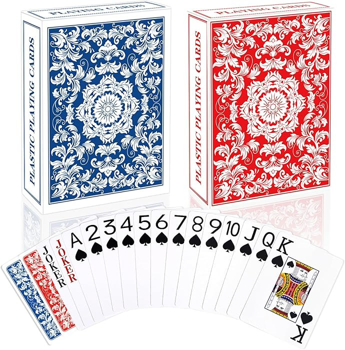Metsyth Plastic Playing Cards Waterproof Cards Poker Card 2 Pack Playing Card Large Print for Adu... | Amazon (US)