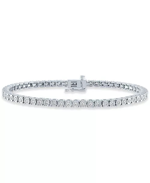 Diamond Tennis Bracelet (1 ct. t.w.) in Sterling Silver, 14k Gold-Plated Sterling Silver or 14k R... | Macy's Canada