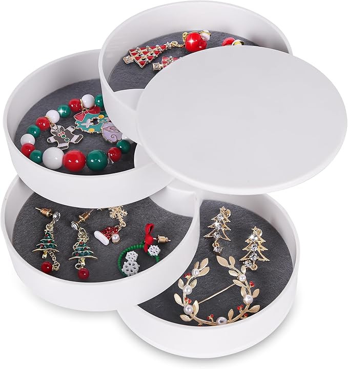 CONBOLA Jewelry Organizer, Small Jewelry Storage Box Earring Holder for Women, 5-Layer Rotating T... | Amazon (US)