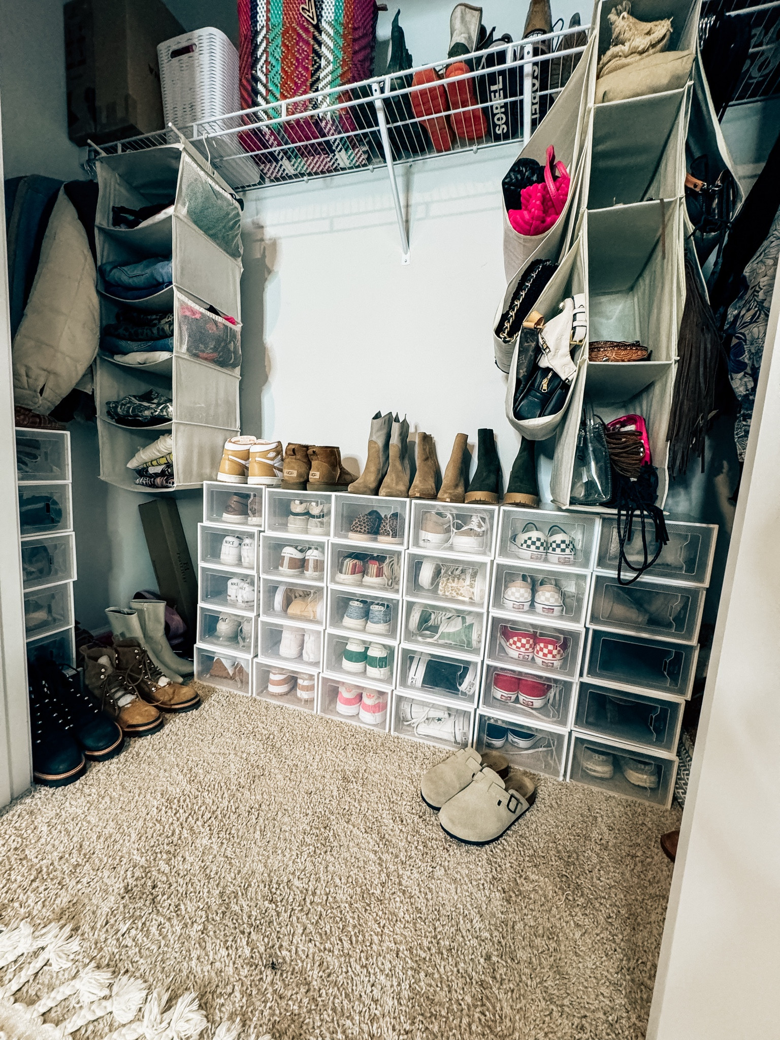 How I organize my closet, clear shoe container, organizer, buckets that are stackable hanging closet, organizers for accessories, and pants offer Amazon

#LTKFindsUnder50 #LTKFamily #LTKHome