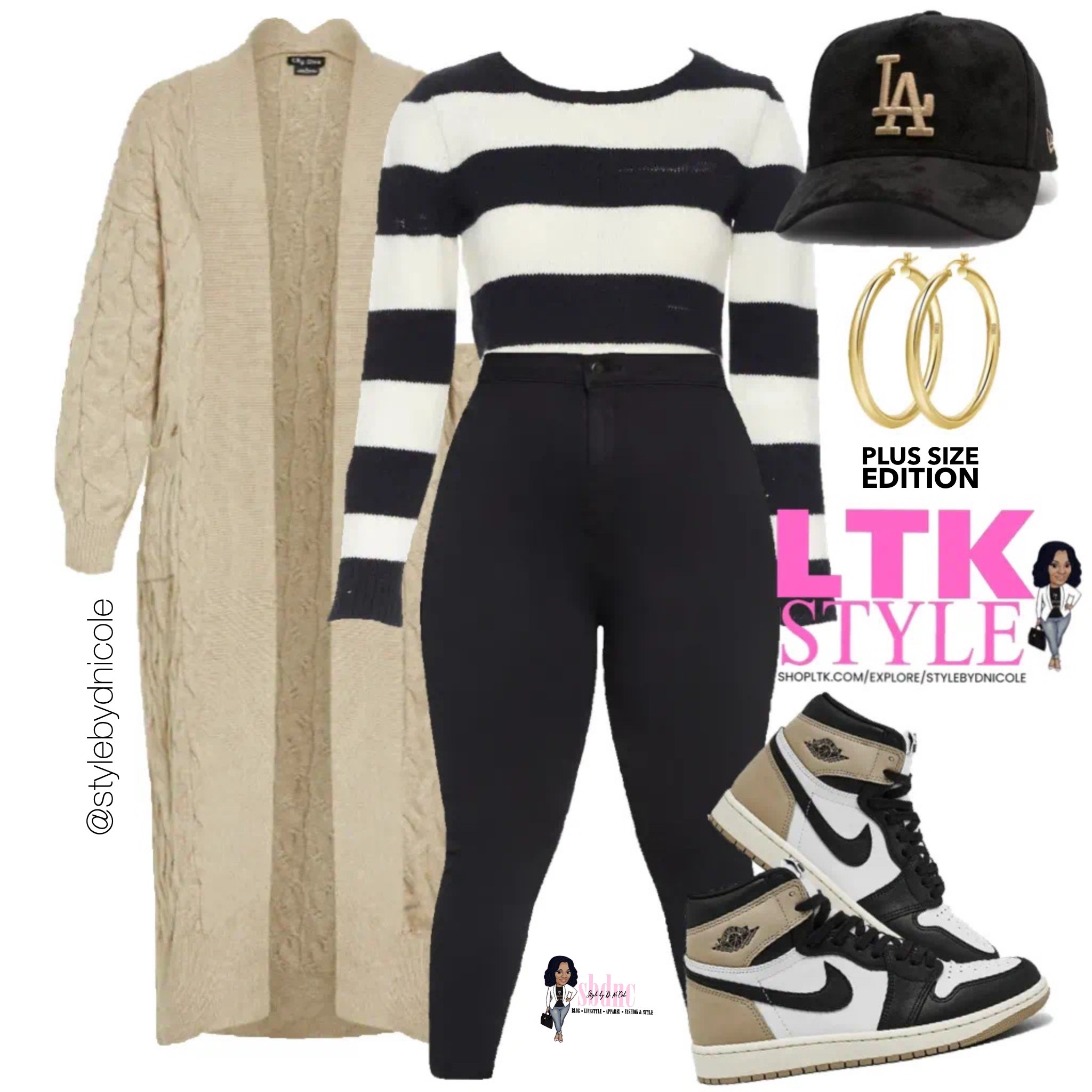 A casual look mixed with nude and black. 

Hat can be purchased on culturekings.com! 

Available in sizes 12-26.

#LTKPlusSize #LTKMidsize #LTKSeasonal