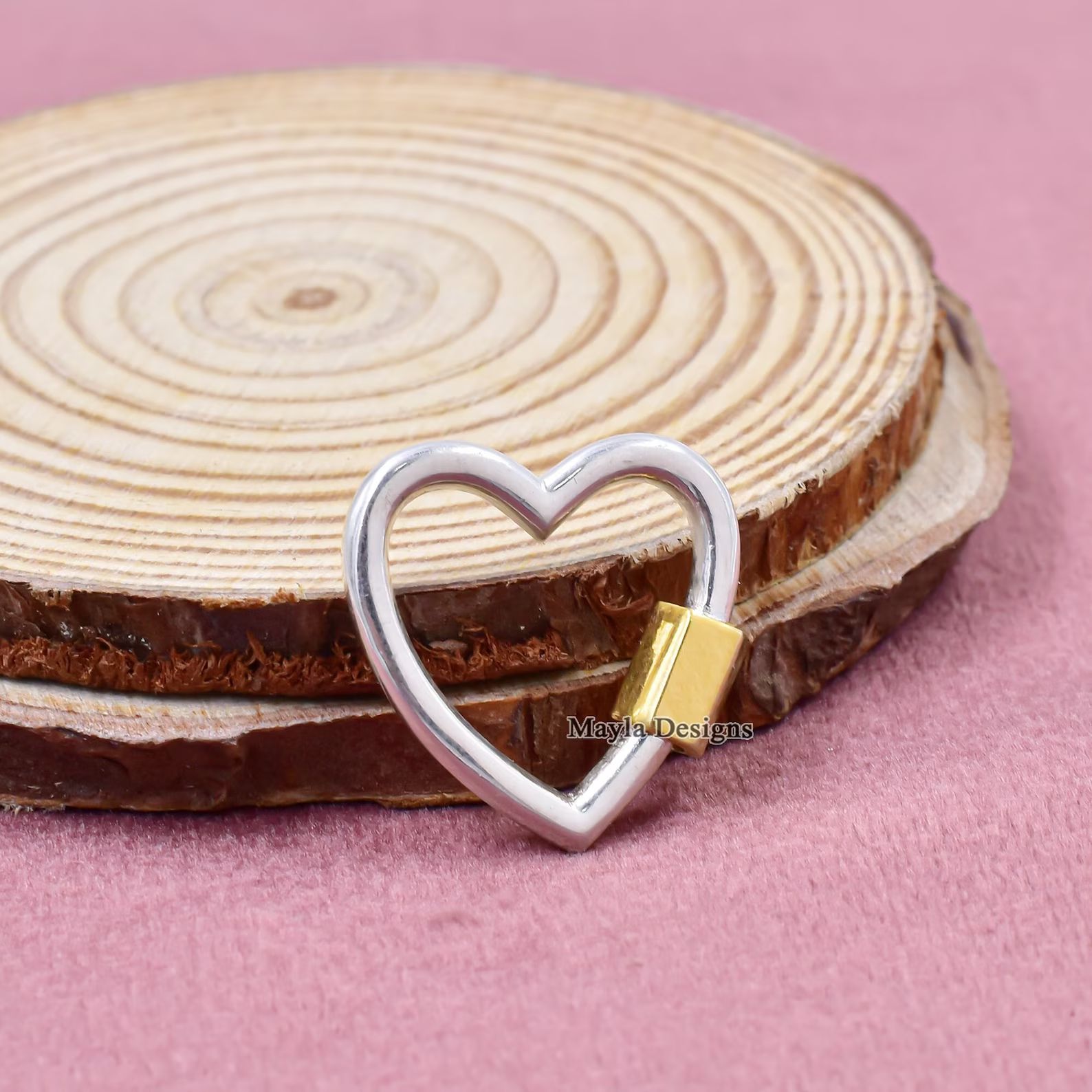 925 Silver Carabiner Heart Lock, Carabiner Heart Lock, Yellow Gold PLated Screw Heart Lock, Heart... | Etsy (UK)