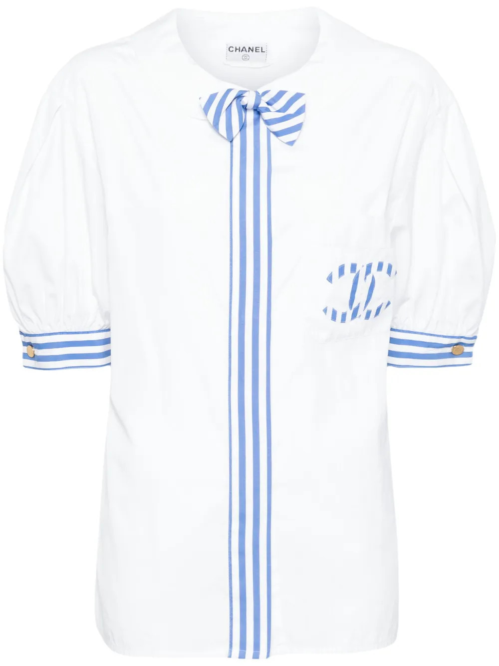 CHANEL Pre-Owned 1990 vertical stripe pattern shirt - White | Farfetch Global