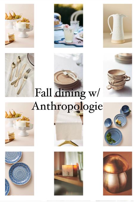 Fall dining w/ Anthropologie. Plates, mugs, cake stands, candles, pitchers, drinking glasses, fall Tablescape.

#LTKhome #LTKHalloween #LTKHoliday