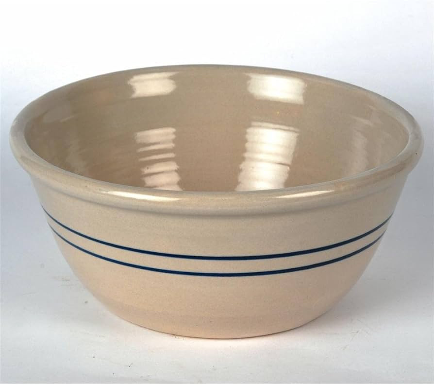 Hand-Turned Heritage Blue Stripe Stoneware Mixing Bowl 10" | Amazon (US)