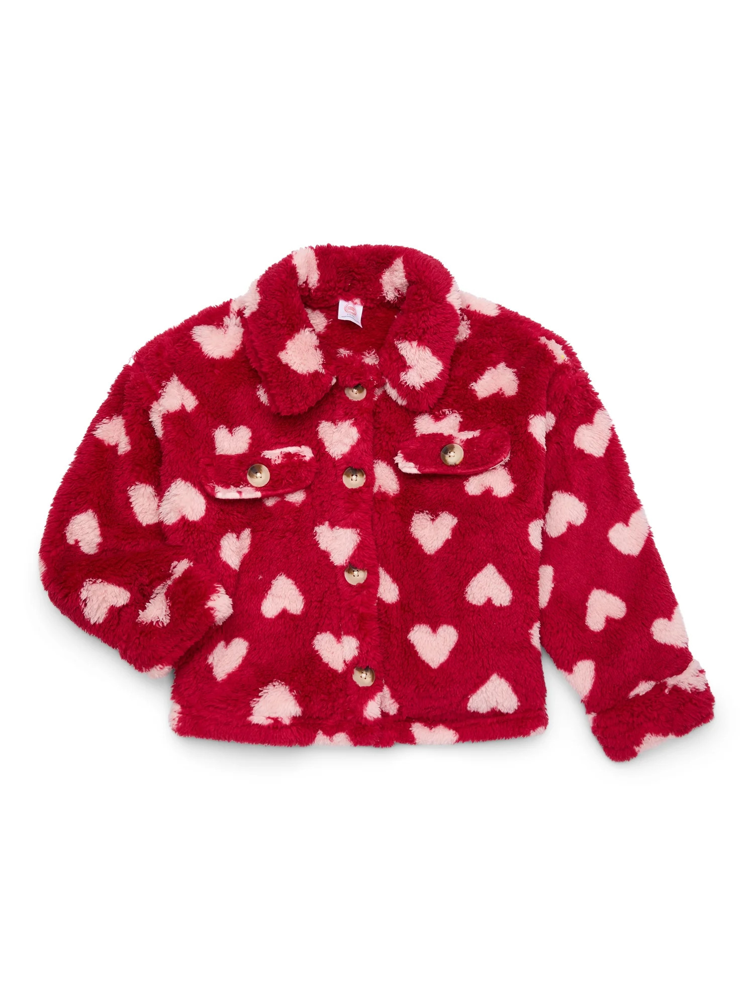 Wonder Nation Girls Faux Shearling Teddy Shacket, Sizes 4-18 & Plus - Walmart.com | Walmart (US)