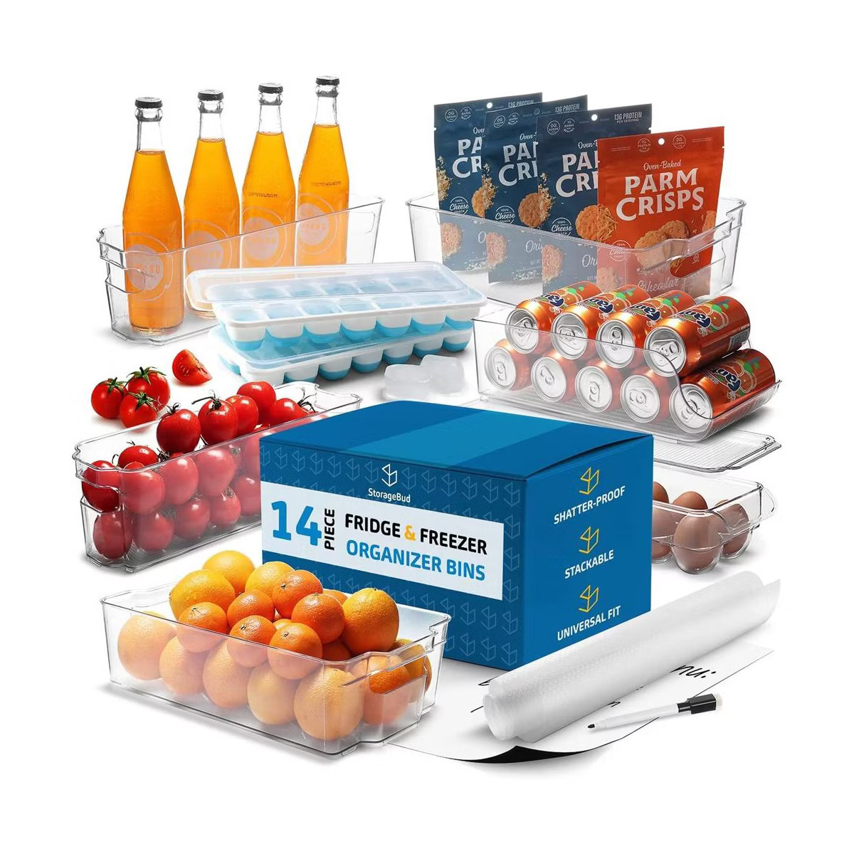 StorageBud Clear Fridge Organizer Bins, Fridge & Freezer Bin Sets | Target