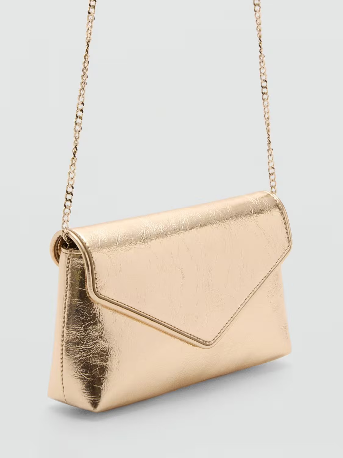 MangoEugenia Flapover Clutch Bag, Gold | John Lewis (UK)
