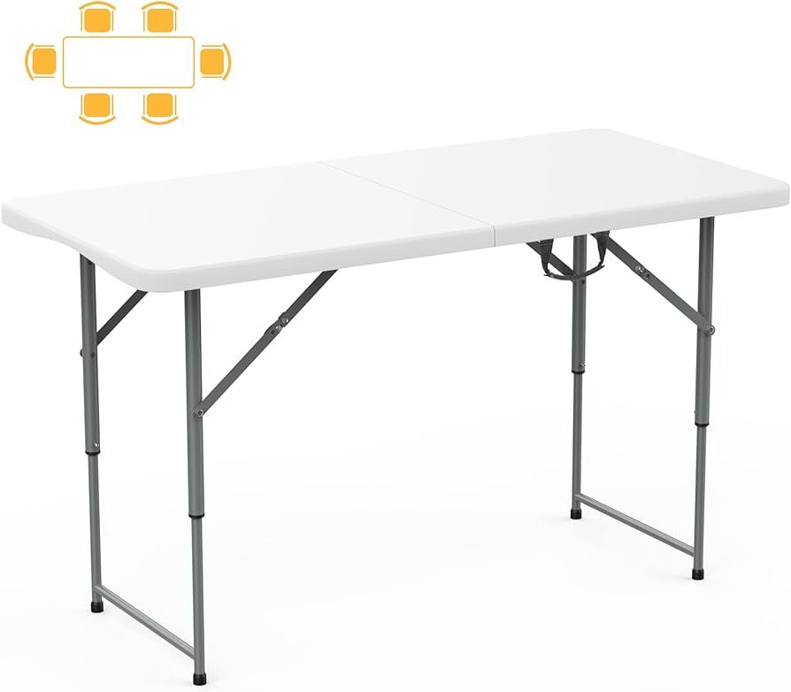 SKOK 330lbs Folding Picnic Table 4/6/8 Foot Adjustable Height, 4/6/8FT Plastic Picnic Table Porta... | Amazon (US)