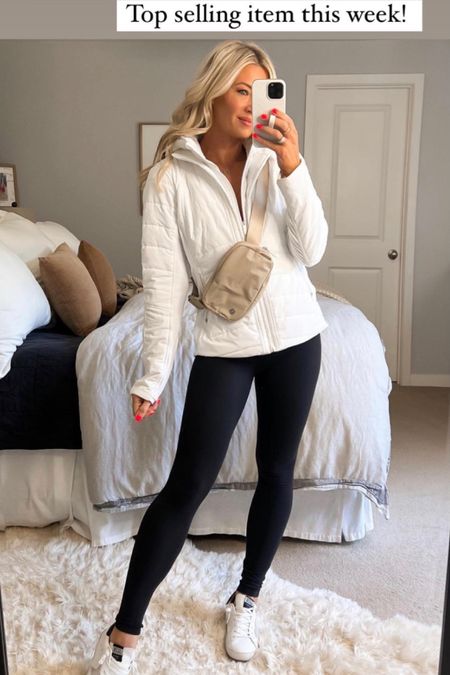 Lululemon jacket that has a removable hood and fits so well! I sized up one to a ten for layering purposes. Align leggings and belt bag. My favorite type of mom outfit! 

#LTKGiftGuide #LTKstyletip #LTKSeasonal