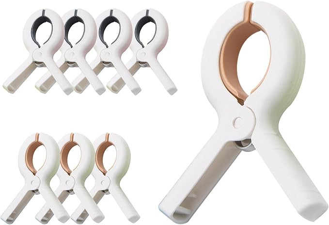 Beach Towel Clips, Heavy Duty Plastic Clothes Pins, Windproof Clothes Clips (8, Blue and Khaki) | Amazon (US)