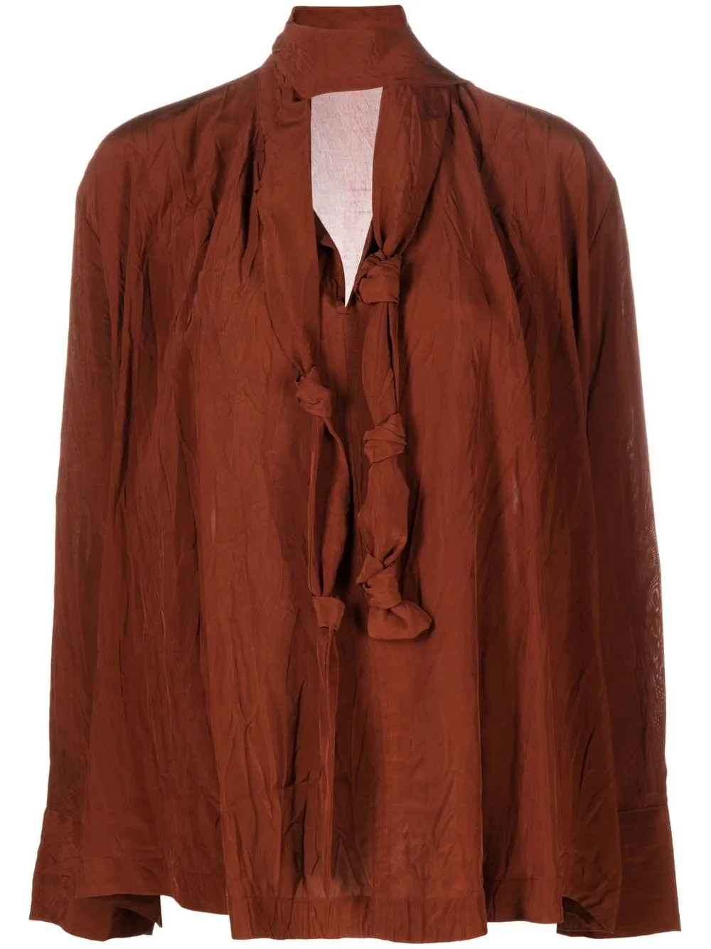 系带领长袖罩衫 | Farfetch (CN)