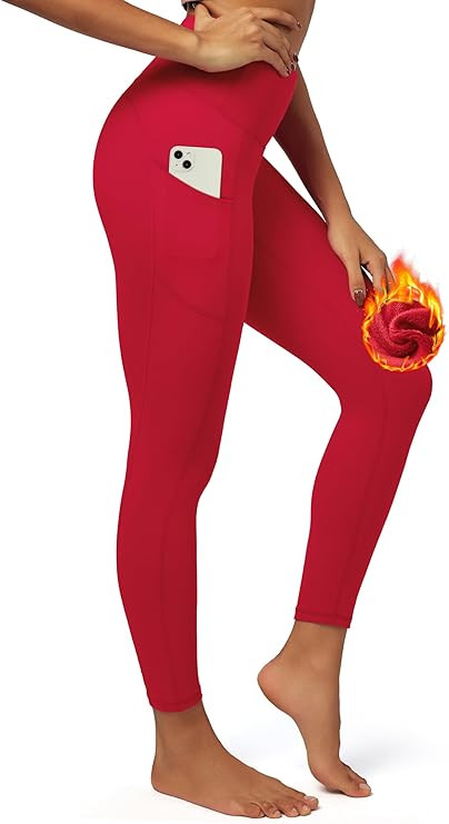 IUGA Fleece Lined Leggings with Pockets for Women Thermal Leggings for Women High Waisted Yoga Pa... | Amazon (US)