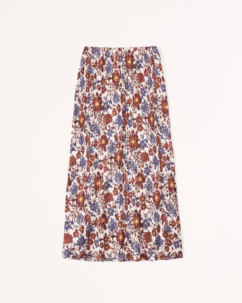 Textured Satin Midi Skirt | Floral Skirt Skirts | Skirt Outfit | Skirt And Sweater  | Abercrombie & Fitch (US)
