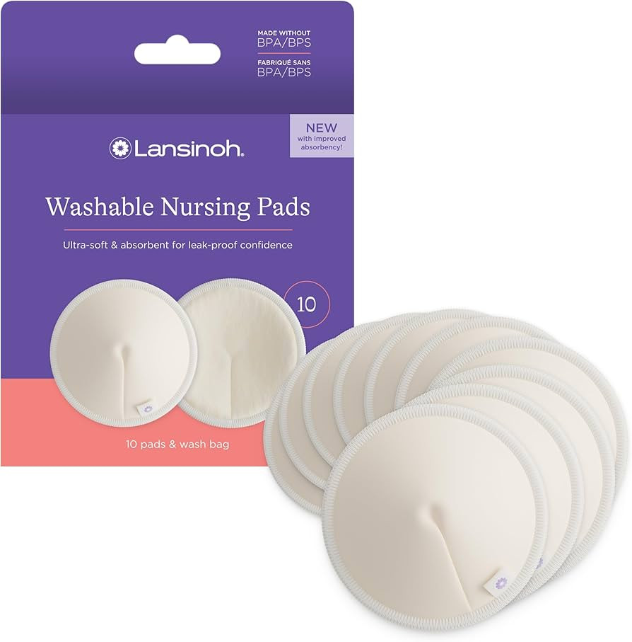 Lansinoh Washable Nursing Pads, Made with Organic Bamboo Viscose, Reusable Breast Pads for Breast... | Amazon (US)