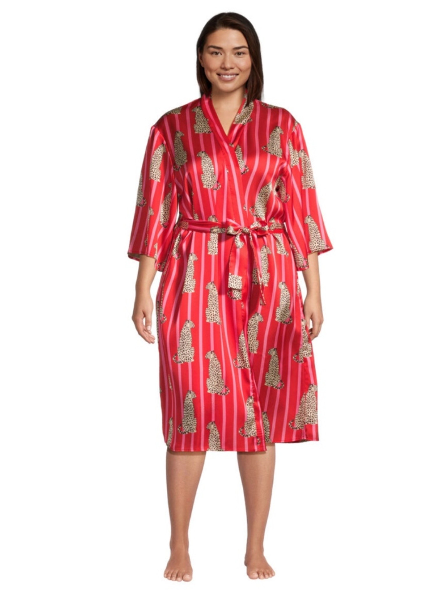 Leopard print robe - satin, inside tie and one size fits all!