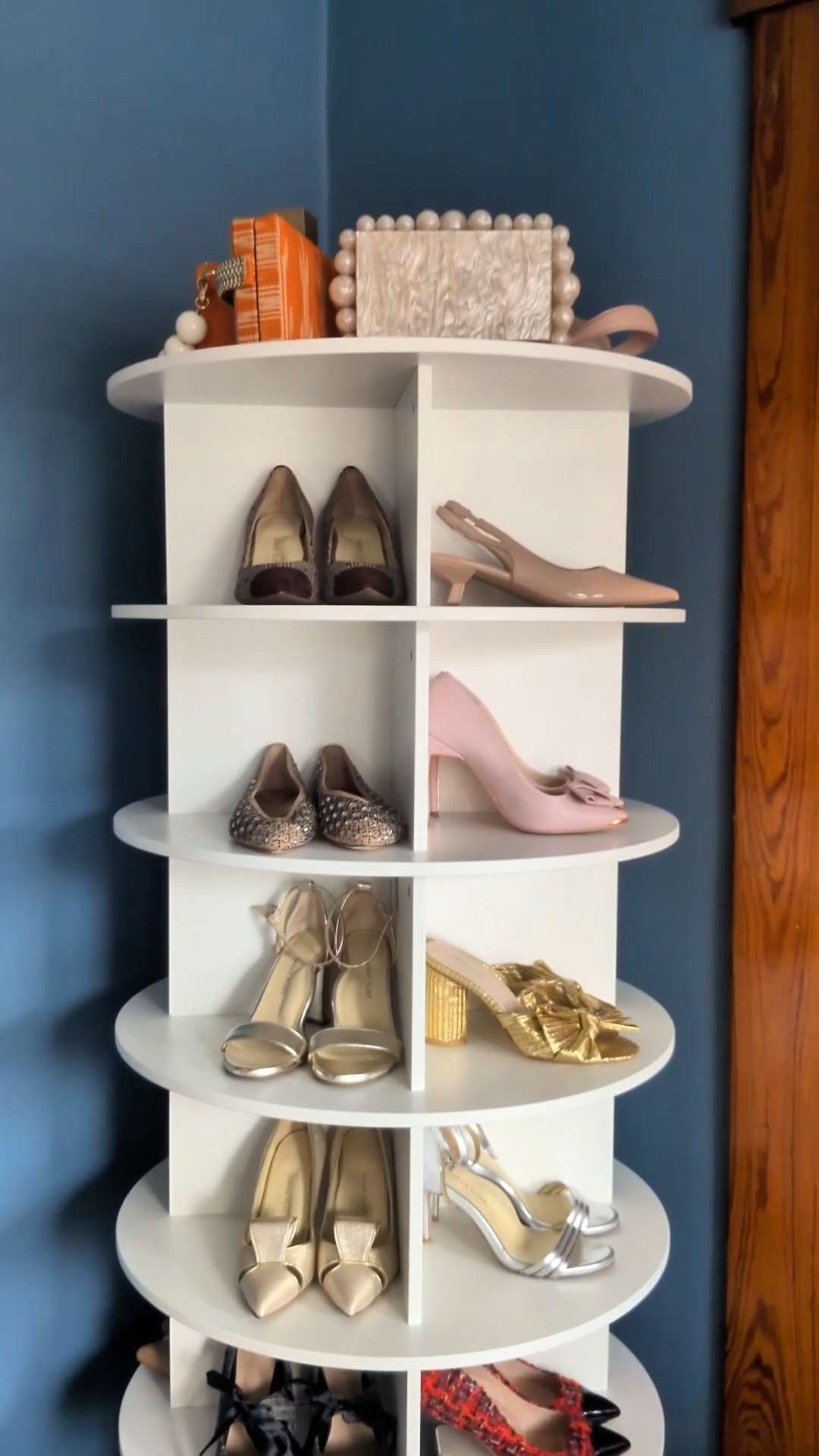 Shoe storage solution! This wooden rotating shoe rack has made it so much easier to keep my footwear and closet organized. 7 shelves - holds 28 pairs of shoes. Assembly isn't hard at all!

home organization | shoe storage | shoe organizer | rotating shoe rack  

 #LTKHome