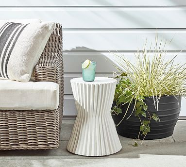 Fluted Clay Round Outdoor Side Table (14") | Pottery Barn (US)