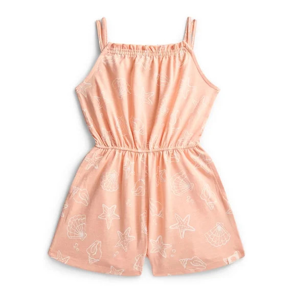 Wonder Nation Little Girls' Sleeveless Print Romper, Sizes 4-10 | Walmart (US)