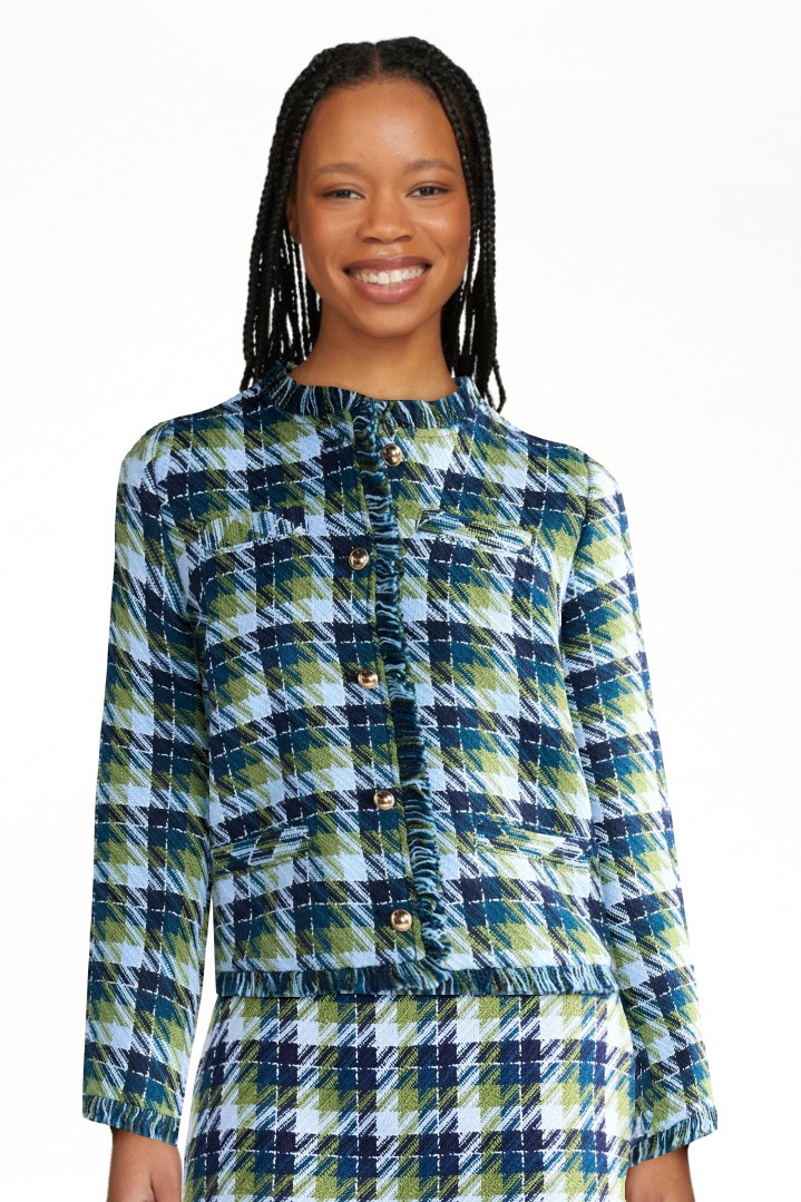 Free Assembly Women's Cropped Tweed Jacket with Fringe Trim, Sizes XS-XXL | Walmart (US)