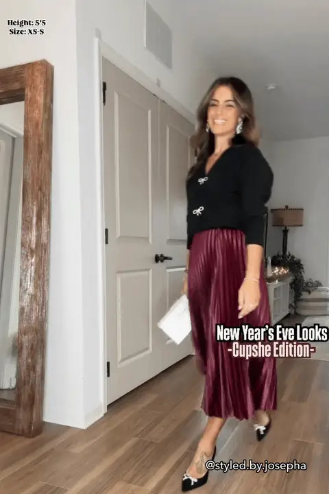 Red Satin Pleated Midi Skirt | Cupshe US