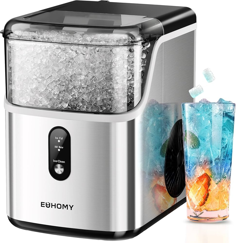 EUHOMY Nugget Ice Makers Countertop, Pebble Ice Maker Machine with 35lbs/24H Soft Ice, Self-Clean... | Amazon (US)