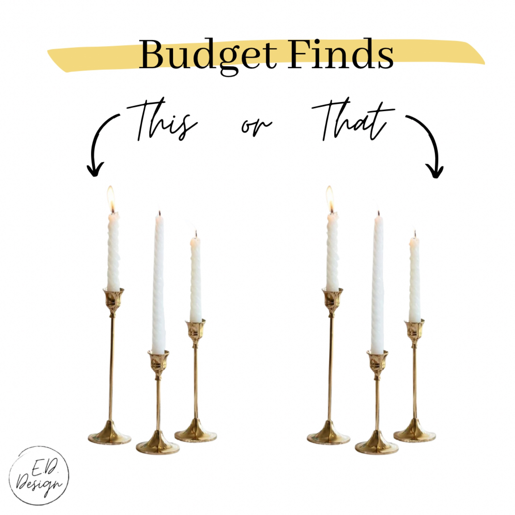Budget finds, this or that, budget home, brass candle sticks, high low, brass, candle holder

#LTKhome #LTKGiftGuide #LTKstyletip