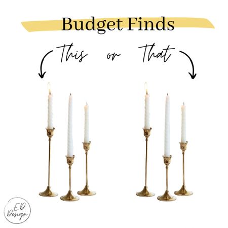 Budget finds, this or that, budget home, brass candle sticks, high low, brass, candle holder

#LTKhome #LTKGiftGuide #LTKstyletip