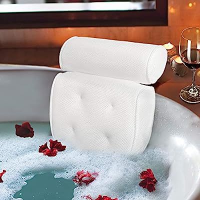 Samplife Bath Pillow Spa Bathtub Cushion Head,Neck,Shoulder and Back Support Rest with 4 Non-Slip... | Amazon (US)