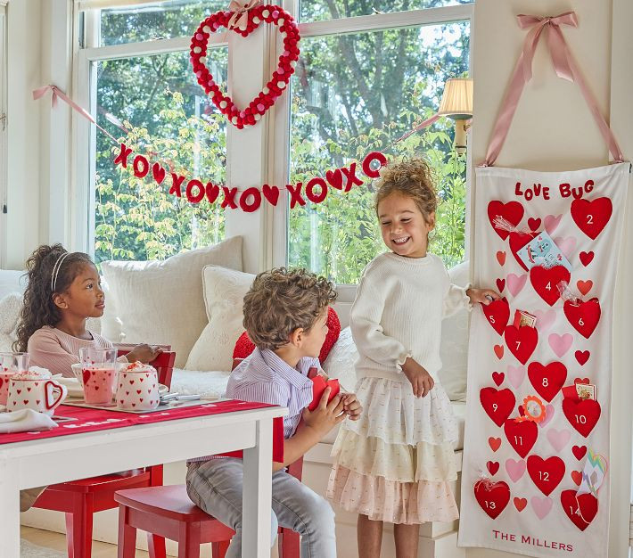 Felted Wool Xo Garland With Card Clips | Pottery Barn Kids