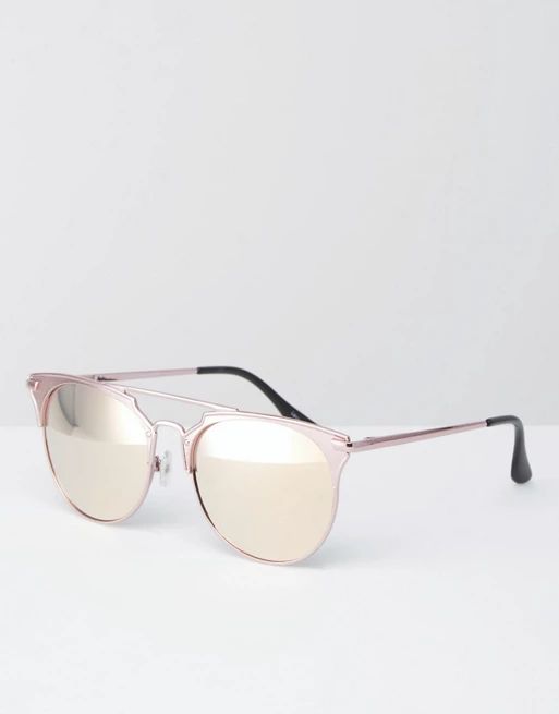 Quay Australia x Chrisspy Gemini Metal Cat Eye Sunglasses with Pink Flat Mirror Lens | ASOS US