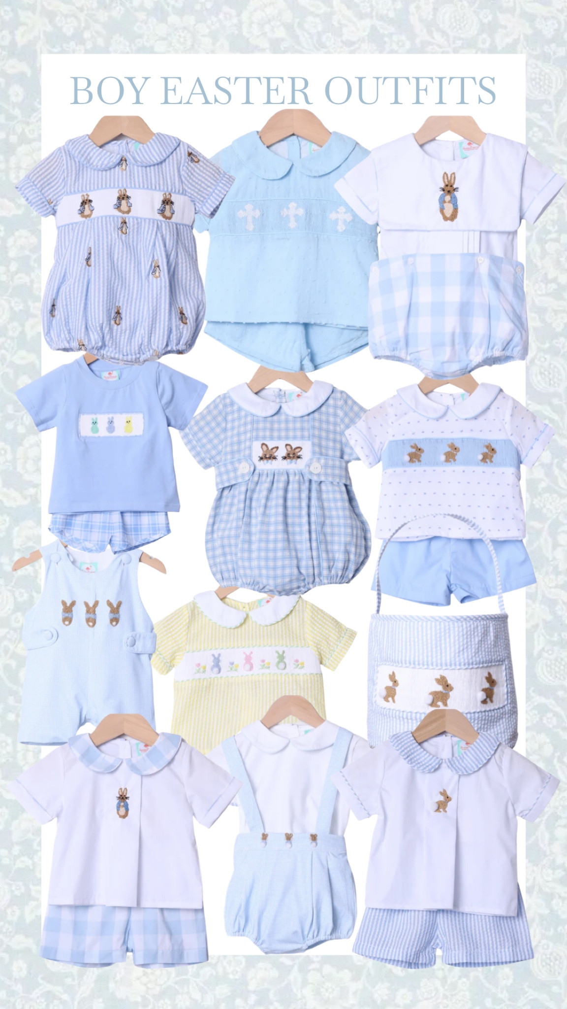I’ve gathered a bunch of cute Easter outfits for babies, toddlers, and little boys! 🐰💙 Perfect for Easter Sunday, egg hunts, Easter bunny brunch, and more! These stylish outfits feature pastel colors, fun patterns, and sweet details that are perfect for the spring season. Get your little guy looking dapper for all the Easter festivities! ✨

#EasterOutfits #LittleBoyFashion #SpringStyle #LTKKids #EasterSunday #EasterEggHunt #BoysFashion #SpringWardrobe #StylishKids #CuteAndComfy

#LTKSeasonal #LTKKids #LTKFamily