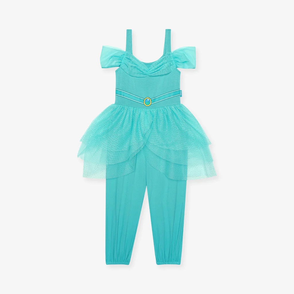 Disney Princess Blue Sleeveless Girl Tulle Jumpsuit | Jasmine | Posh Peanut