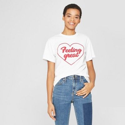 Women's Short Sleeve Feeling Great T-Shirt - Mighty Fine (Juniors') White | Target