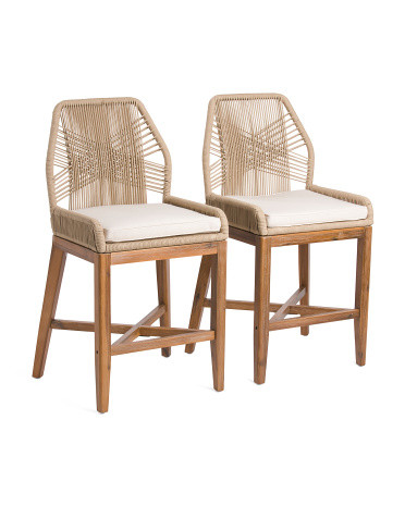 Set Of 2 Indoor Outdoor Rope Cross Weave Counter Stools | TJ Maxx