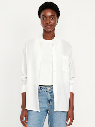 Button-Down Linen-Blend Striped Shirt | Old Navy (US)