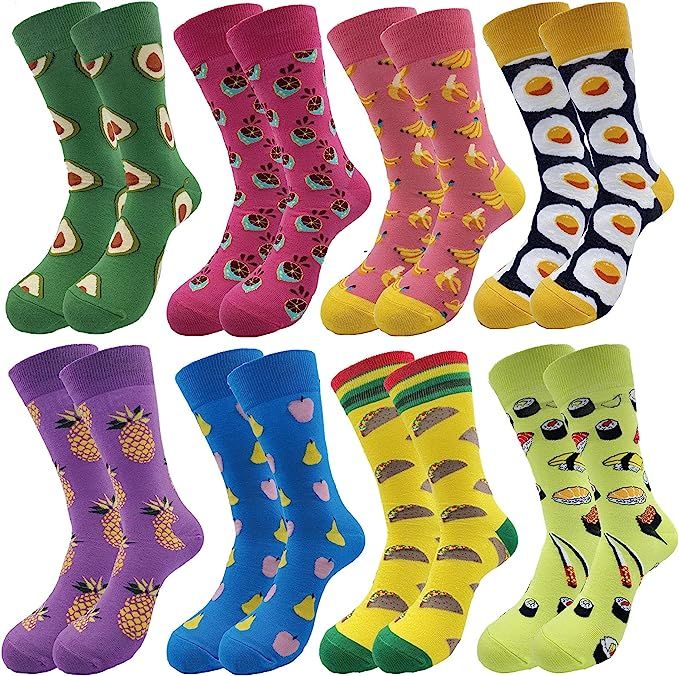 Men's Fun Set Dress Socks-Colorful Funny Novelty Cotton Funky Crew Socks Pack,Art Socks | Amazon (US)