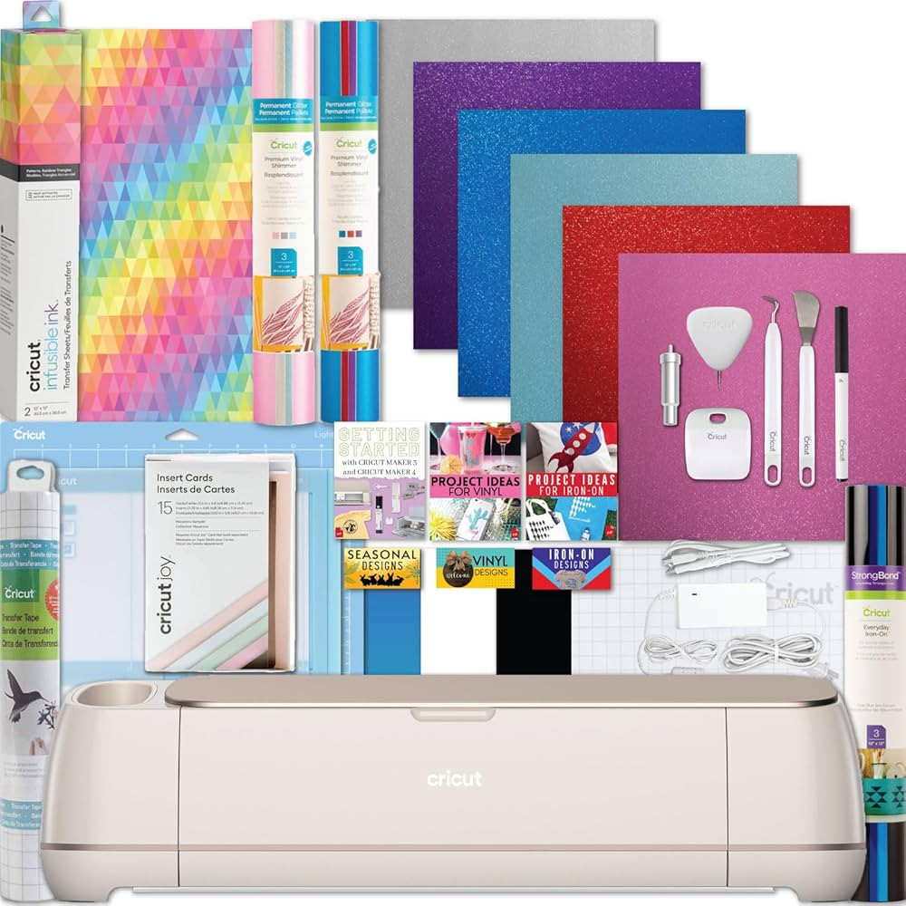 Cricut Maker 4 Machine Ultimate Bundle- Rainbow Vinyl Sampler, Infusible Ink, Card Making Kit, Ir... | Amazon (US)