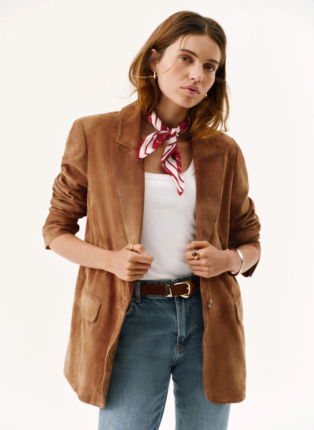 Tan Suede Blazer | Mint Velvet